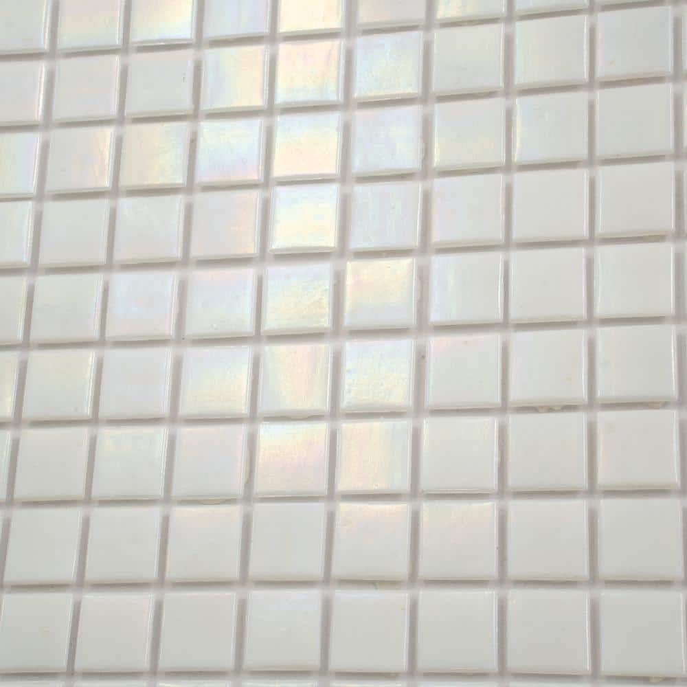 Nacreous 12" x 12" Iridescent White Glass Mosaic Tile
