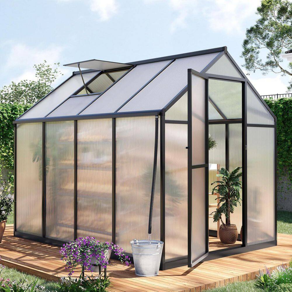 8 ft. x 6 ft. Polycarbonate Greenhouse for Outdoors, Kuick-Setup Large Walk