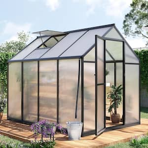 8 ft. x 6 ft. Polycarbonate Greenhouse for Outdoors, Kuick-Setup Large Walk-in Aluminum Frame and PC Panel Garden Plant