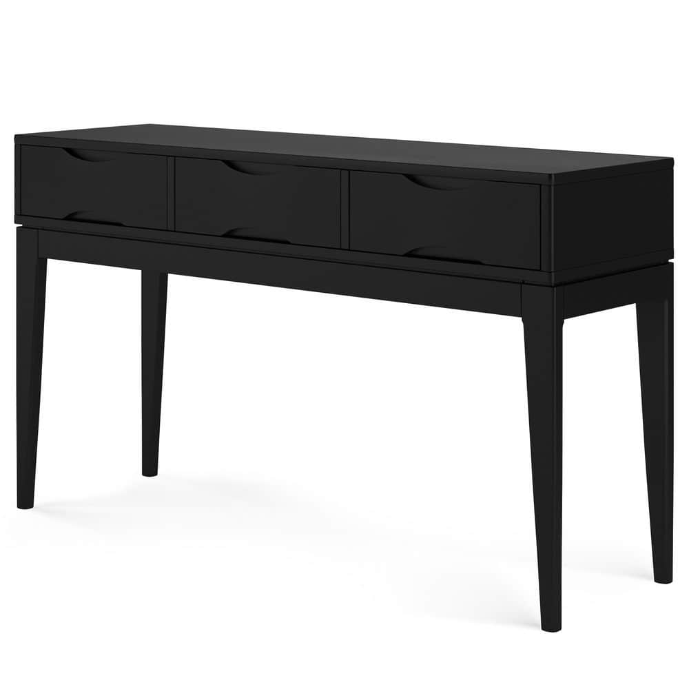 Harper Transitional Solid Hardwood Console with Storage in Black