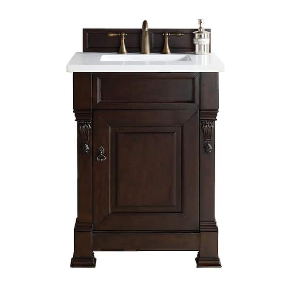 James Martin Vanities Brookfield 26 in. W x 23.5 in. D x 34.3 in. H Single Bath Vanity in Burnished Mahogany with Classic White Top