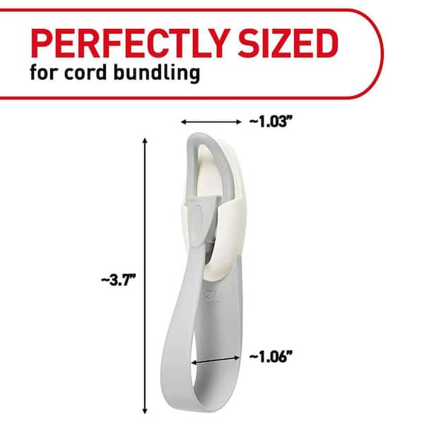Cord Bundlers, Gray, Damage Free Organizing, 2 Cord Bundlers and 3 Command Strips