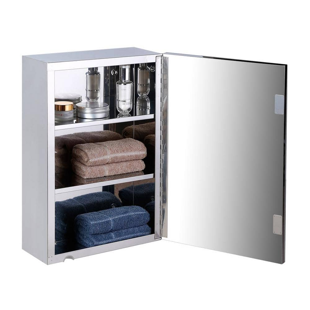 Elegant Stainless Steel 22" Wall Mount Medicine Cabinet with Mirror - Set of 2