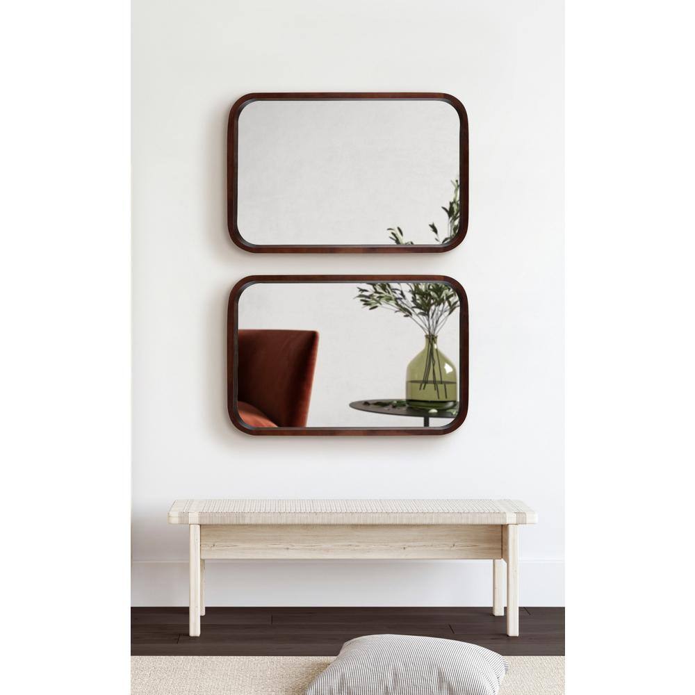 Hutton Rounded Rectangle Walnut Wood Bathroom Vanity Mirror 23" x 34.7"