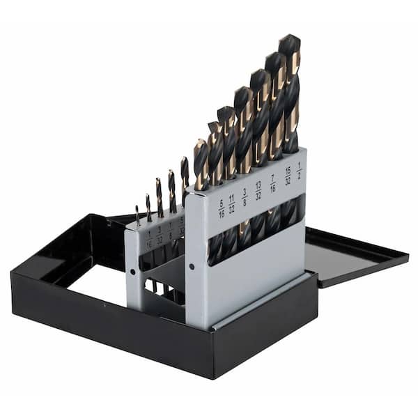CLE-LINE Black and Gold High Speed Drill Bit Set (15-Piece)