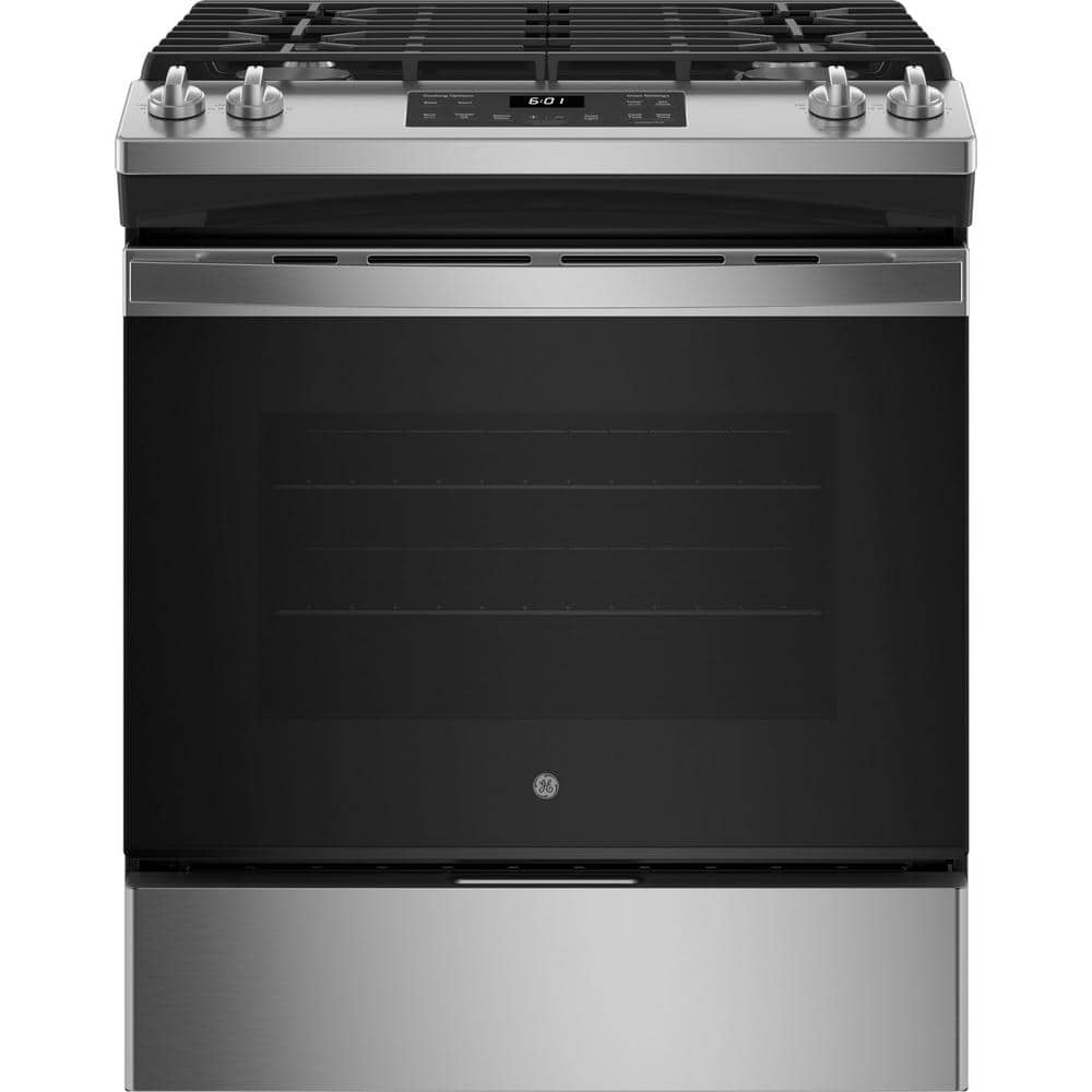 GE 30 in. 5.3 cu. ft. SlideIn Gas Range in Stainless Steel JGSS61SPSS