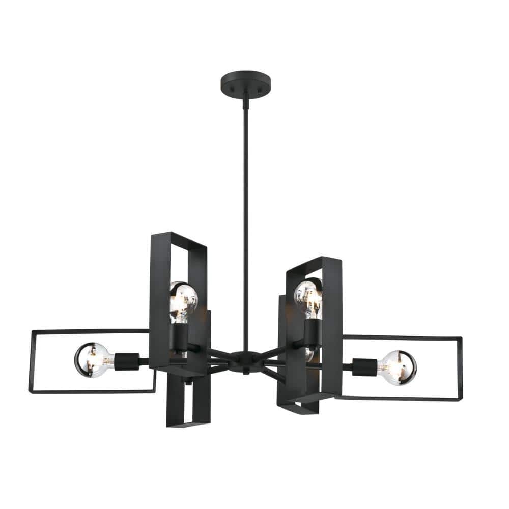 Porter Matte Black Geometric 6-Light Chandelier