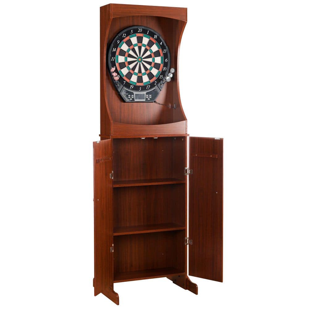 Outlaw Free Standing Dart Board and Cabinet Set - Cherry