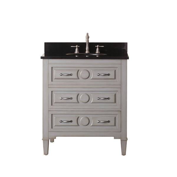 Avanity Kelly 31 in. W x 22 in. D x 35 in. H Vanity in Grayish Blue with Granite Vanity Top in Black and White Basin