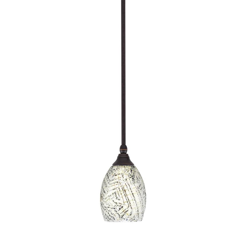 Sparta 100-Watt 1-Light Dark Granite Shaded Pendant Light with Natural Fusi