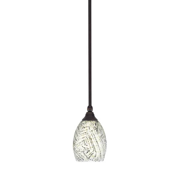 Unbranded Sparta 100-Watt 1-Light Dark Granite Shaded Pendant Light with Natural Fusion Glass, No Bulb Included