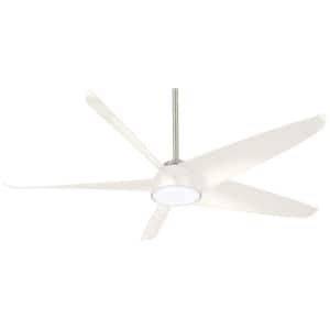 Ellipse 60 in. Integrated LED Indoor Brushed Nickel White Blades Smart Ceiling Fan with Light and Remote Control