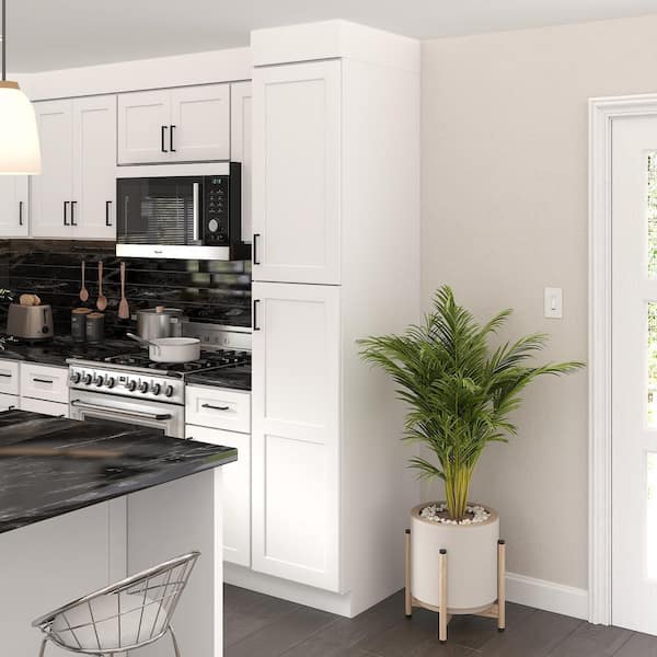 18 in. W 24 in. H 84 in. D Ready to Assemble Plywood Base Kitchen Cabinet in Painted White with 2-Door