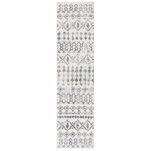 Tulum Ivory/Gray 2 ft. x 8 ft. Tribal Geometric Diamonds Runner Rug