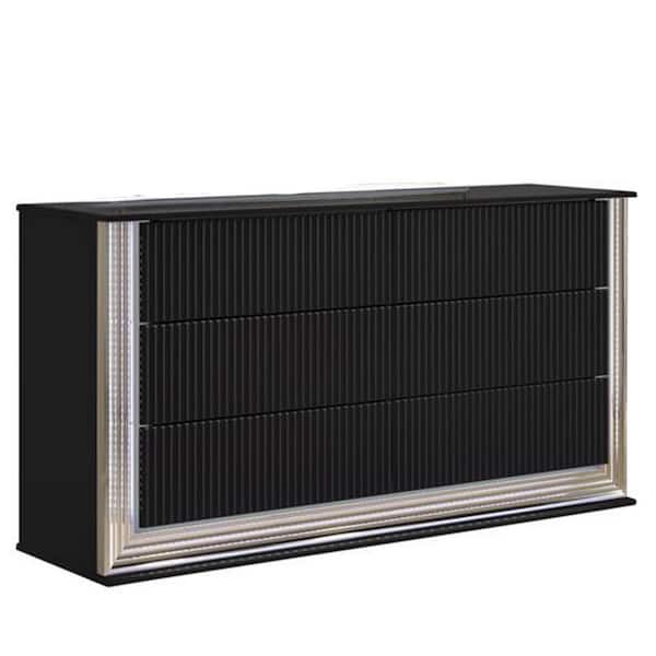 HomeRoots Charlie Black 6 Drawers 36.02 in. Dresser