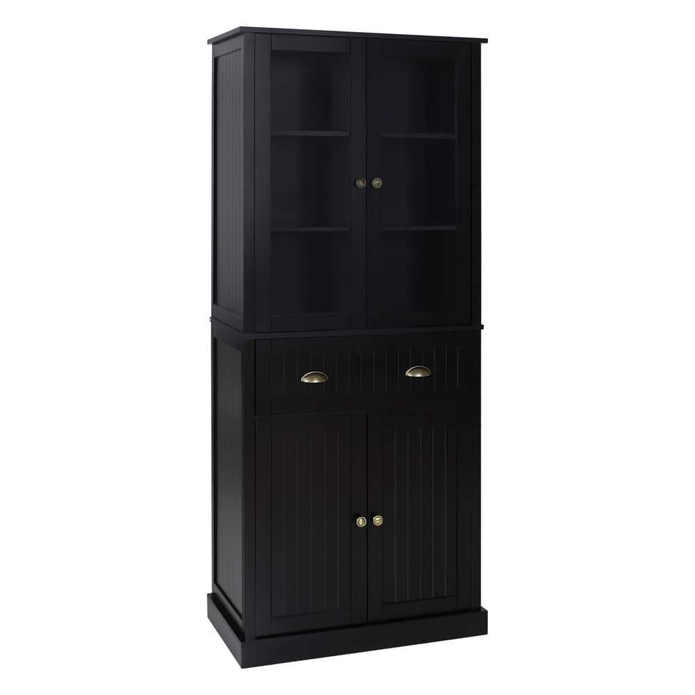 VEIKOUS 72 in. H Black Kitchen-Storage Pantry Cabinet Closet with Doors ...