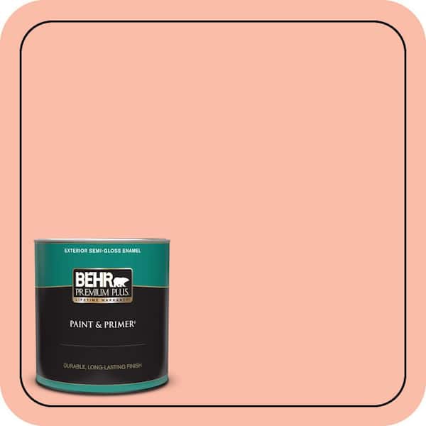 BEHR PREMIUM PLUS 1 qt. #200A-3 Blushing Apricot Semi-Gloss Enamel Exterior Paint & Primer