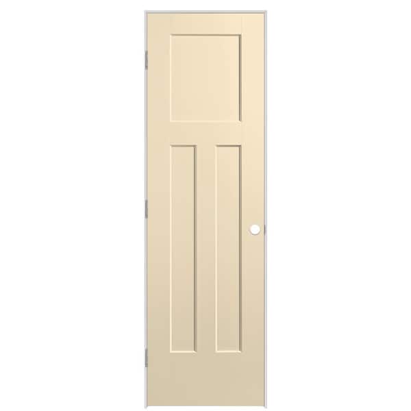 Masonite 24 in. x 80 in. 3-Panel Winslow Right-Hand Hollow Core Golden Haystack Molded Composite Single Prehung Interior Door