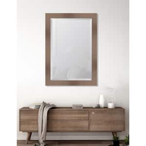 Large Rectangle Walnut Beveled Glass Casual Mirror (42 in. H x 30 in. W)