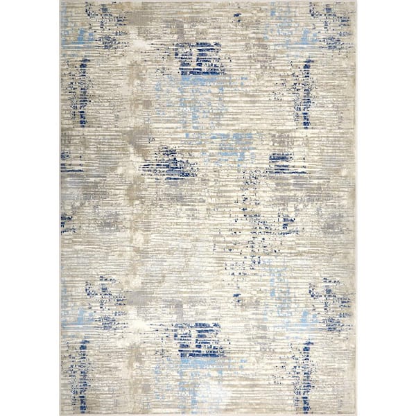 null Melrose Lorenzo Grey/Blue 6 ft. x 9 ft. Indoor Area Rug