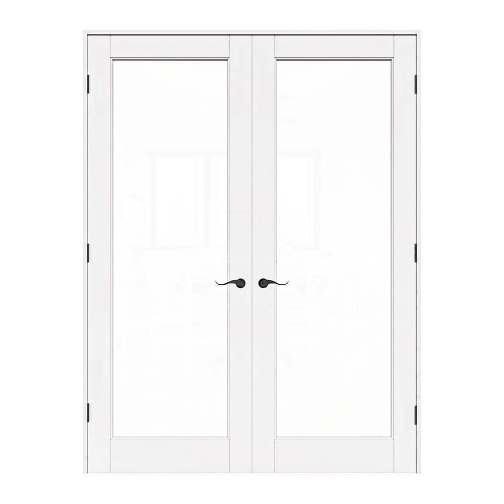 56 in. x 80 in. 1-Lite Clear Glass Universal-Hand White Solid Core Glass Assembly Required Double Prehung French Door price history on PriceWatchPro