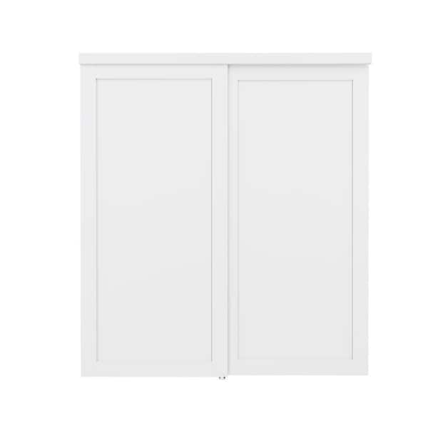 72 in. x 80 in. Paneled 1-Lite Blank Pattern White Primed MDF Sliding Door with Hardware Kit