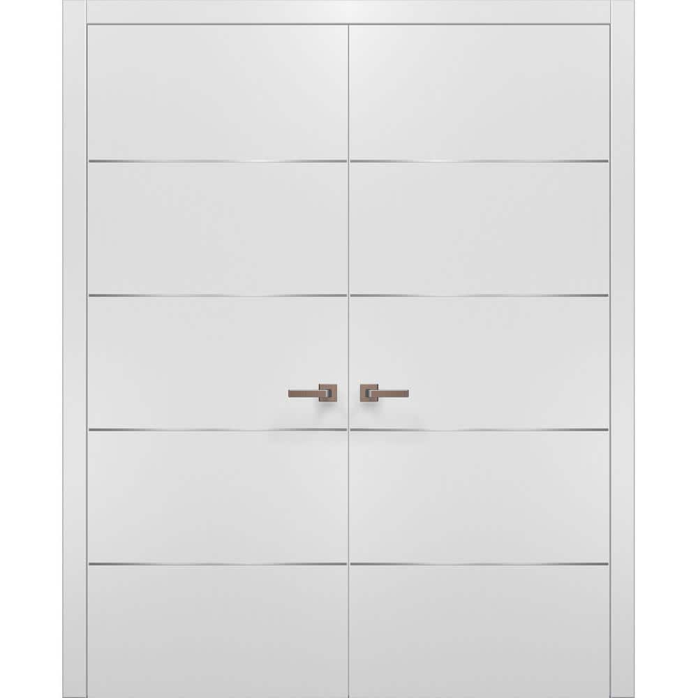 0020 56 in. x 80 in. Flush No Bore Solid Core White Finished Pine Wood Interior Door Slab with French Hardware Included price history on PriceWatchPro