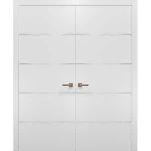 0020 36 in. x 80 in. Flush No Bore Solid Core White Finished Pine Wood Interior Door Slab with French Hardware Included