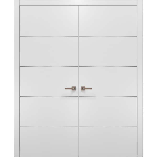 Sartodoors 0020 48 in.  x 84 in. Flush No Bore Solid Core White Finished Pine Wood Interior Door Slab with French Hardware Included