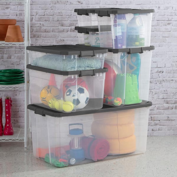 Homz 112 Qt. Heavy Duty Clear Plastic Stackable Storage Containers (8-Pack)