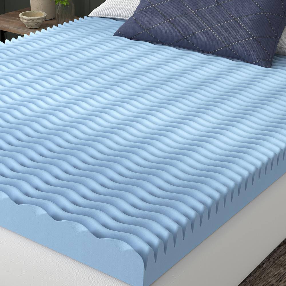Twin 4" Blue Gel Memory Foam Mattress Topper