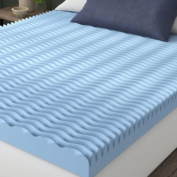 Vibe 4 in. Twin Wave Convoluted Gel Memory Foam Mattress Topper