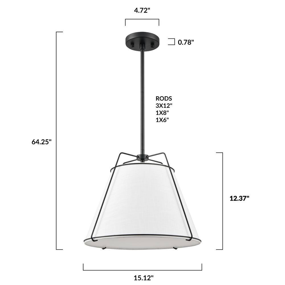 Lise Minimalist Black Drum Chandelier with Adjustable Rods