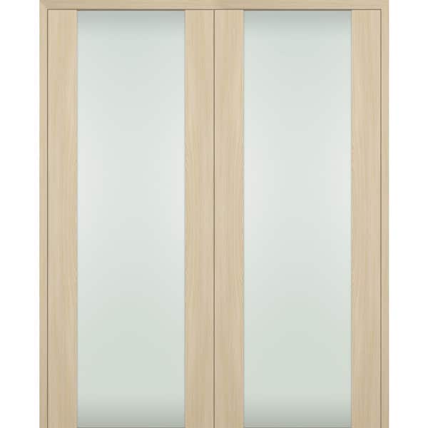 Belldinni Vona 202 60"x80" Both Active Full Lite Frosted Glass Loire Ash Composite Wood Double Prehung French Door