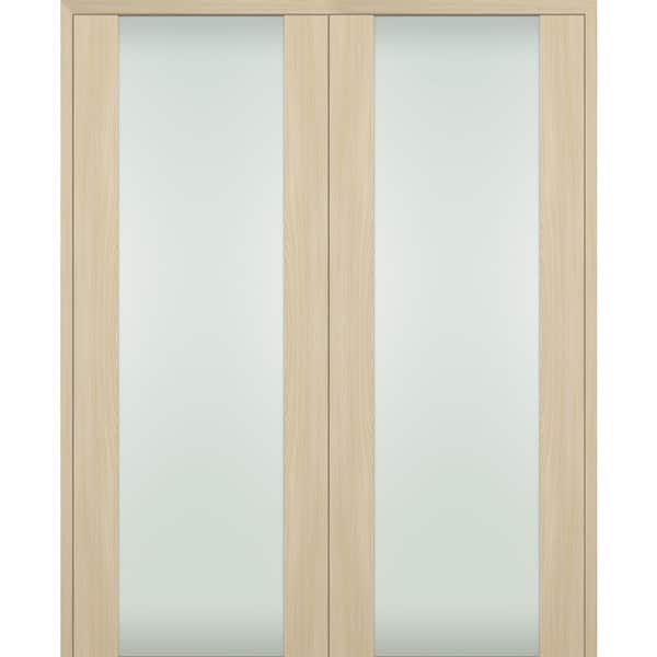 Belldinni Vona 202 64"x96" Both Active Full Lite Frosted Glass Loire Ash Composite Wood Double Prehung French Door