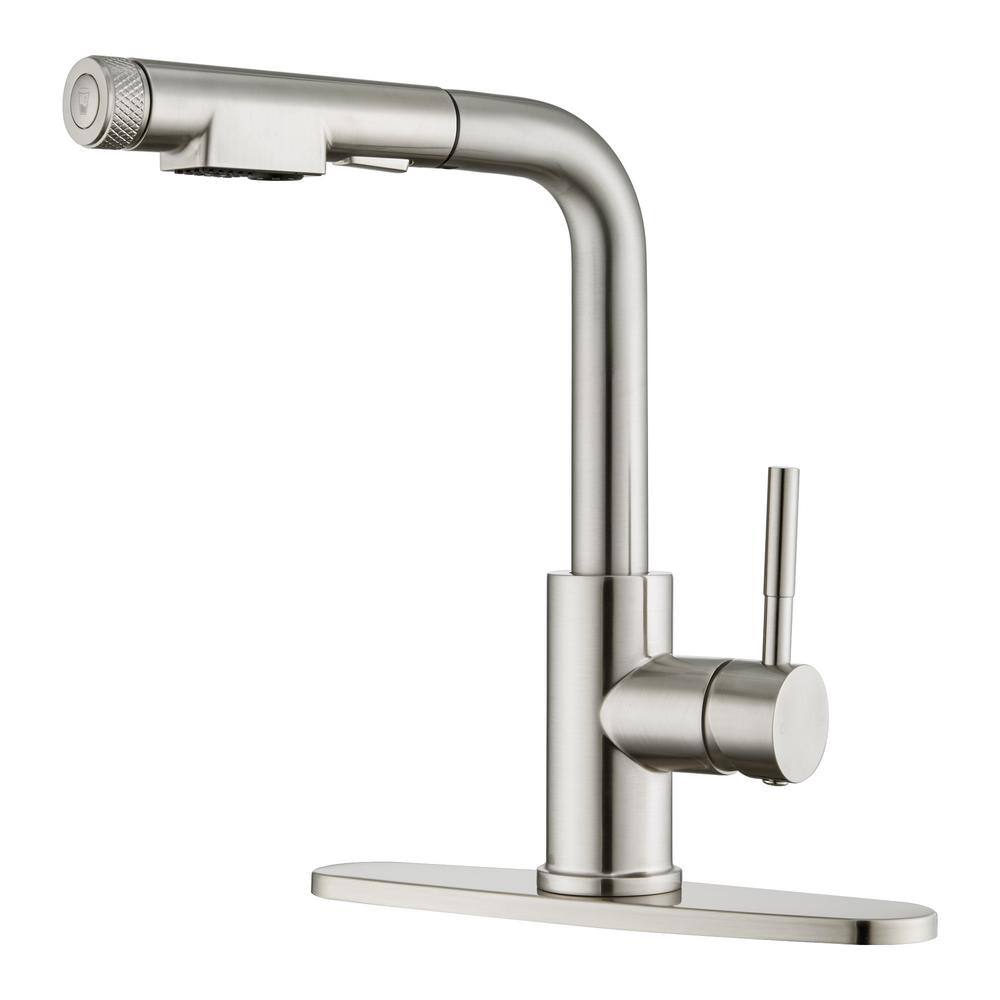 Brushed Nickel Stainless Steel Kitchen Faucet with Pull Down Sprayer