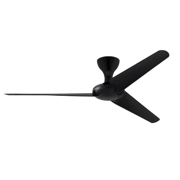 FANIMATION Drone 60 in. Glossy Black Ceiling Fan with Remote Control and DC Motor
