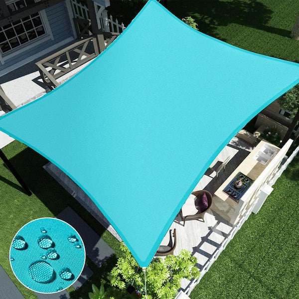 10 x 13 ft. Waterproof Sun Shade Sail Rectangle Canopy Cover UV Blockage for Outdoor Patio Pergola Backyard, Turquoise