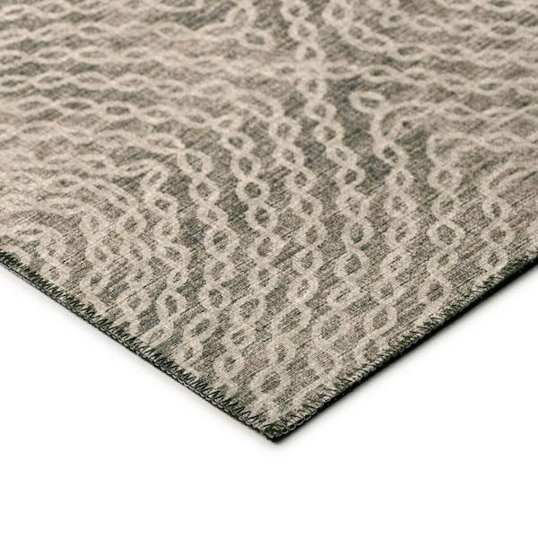Bravado Brown 2 ft. 3 in. x 7 ft. 6 in. Geometric Indoor/Outdoor Washable Area Rug