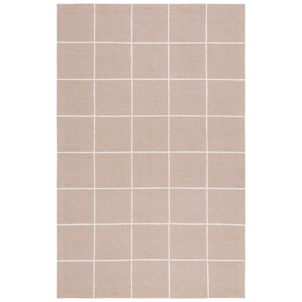 Ivory Geometric Handmade Wool Tufted Area Rug 3' x 5'