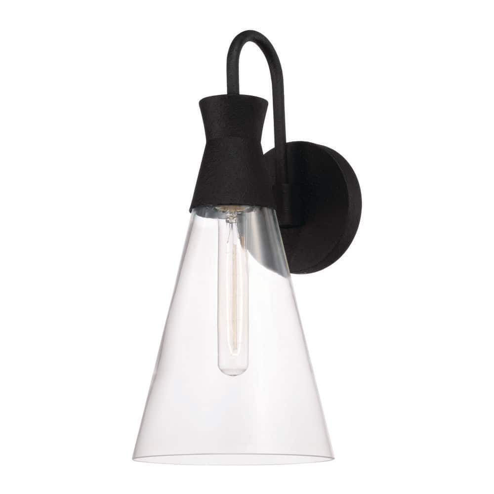 Paloma 7.25 in. 1-Light Textured Black Sconce with Clear Glass price history on PriceWatchPro