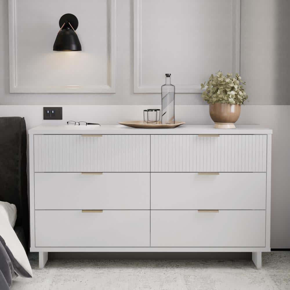 Granville White Double Wide Dresser with Soft Close Drawers