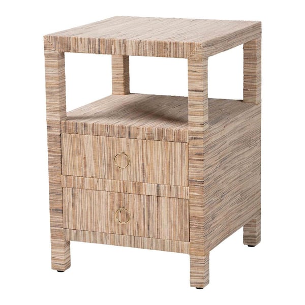 Paine Natural Grasscloth 2-Drawer Nightstand