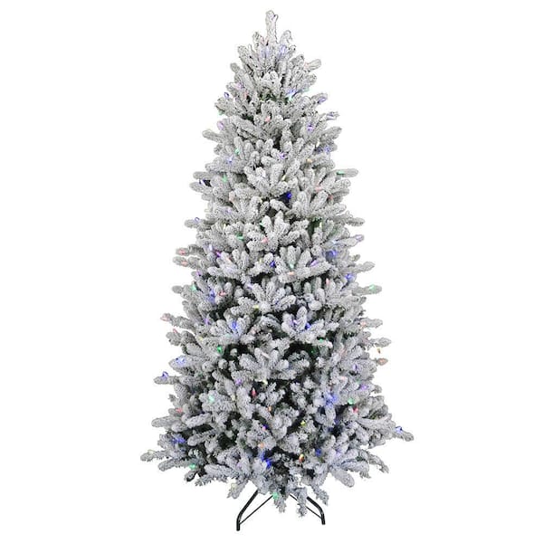 Home Decorators Collection 7.5 ft Belgrove Balsam Fir Flocked LED Pre-Lit Artificial Christmas Tree with 420 Color Changing Lights