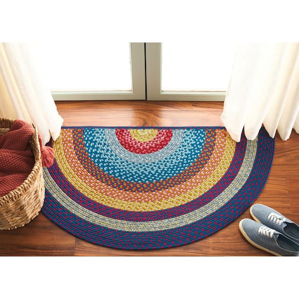 Braided 2 x 4 Red/Orange Basket Weave Washable Area Rug