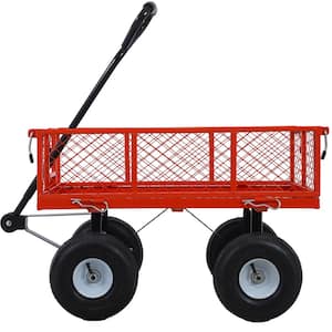 Portable 3 cu. ft. Steel Mesh Removable Sides Metal Garden Cart Red