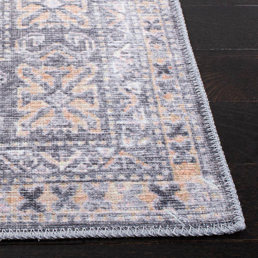 Serapi Gray and Beige Square Washable Synthetic Area Rug