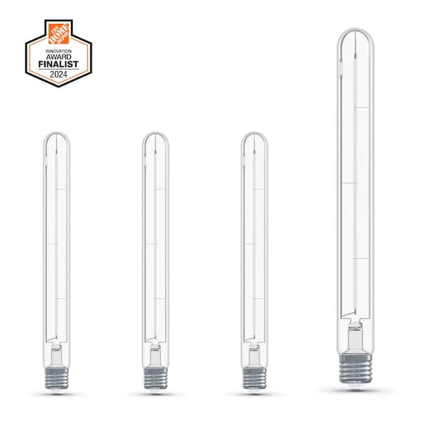 Feit Electric 60-Watt Equivalent T10XL Straight Thin White Filament Clear E26 Vintage Edison LED Light Bulb, Daylight 5000K (4-Pack)