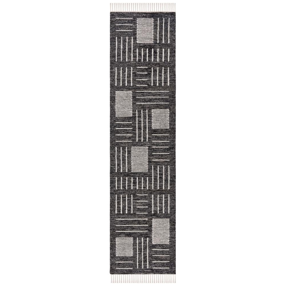 Kilim Black/Ivory 2 ft. x 9 ft. Striped Geometric Solid Color Runner Rug price history on PriceWatchPro