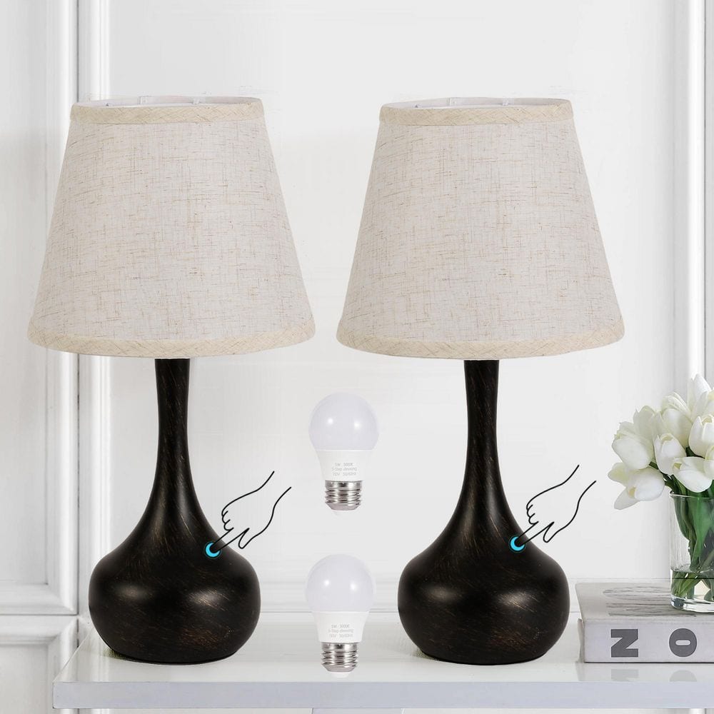 Modern 16.6 in. Black Gold Table Lamp Touch Control 3-Way Table Lamp with Plug and Fabric Shade (2-Pack) price history on PriceWatchPro